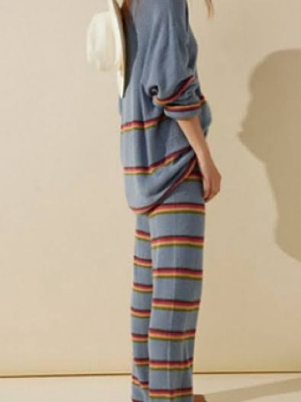 Free People Malibu Blue Striped Crewneck Sweater